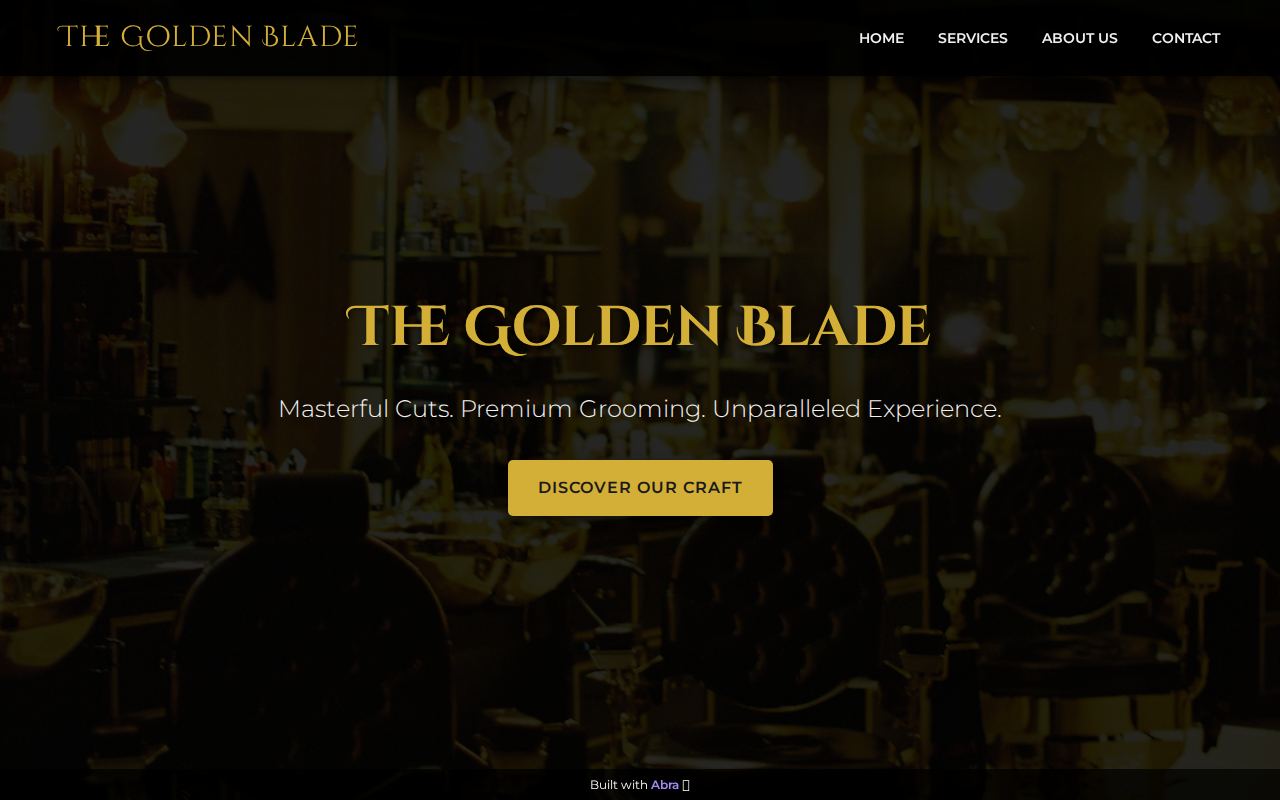Website for barbershop The Golden Blade, built with Abra