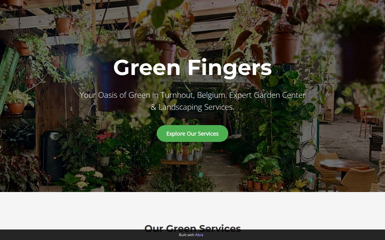 Website for gardener Green Fingers, built with Abra