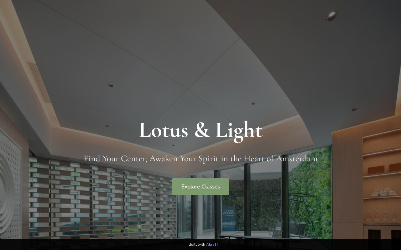 Website for wellness studio Lotus & Light, built with Abra
